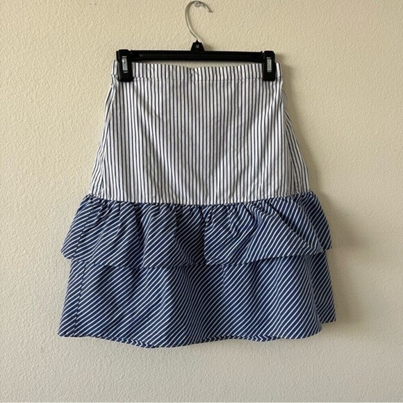 J. Crew Pull on Striped Ruffled Mini Skirt SZ 0 - Picture 2 of 14